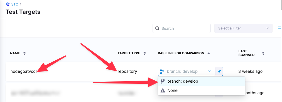 Target name, type, and branch